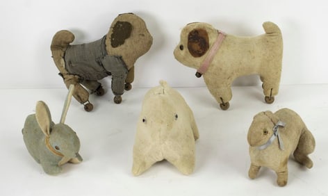 Five Cloth Stuffed Animals