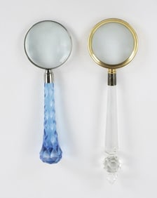 2 Edwardian Cut Glass Handled Magnifying Glasses