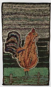 Hooked Rag Rug Rooster Wall Hanging