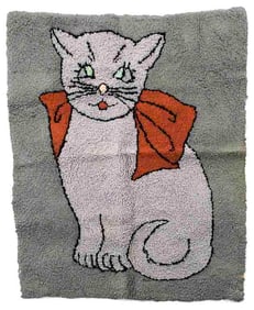 Folk Art Hook Cat Rug