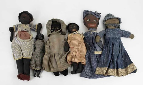 6 Early African-American China and Rag Dolls