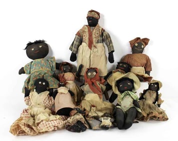 13 Folk Art Black Americana Dolls