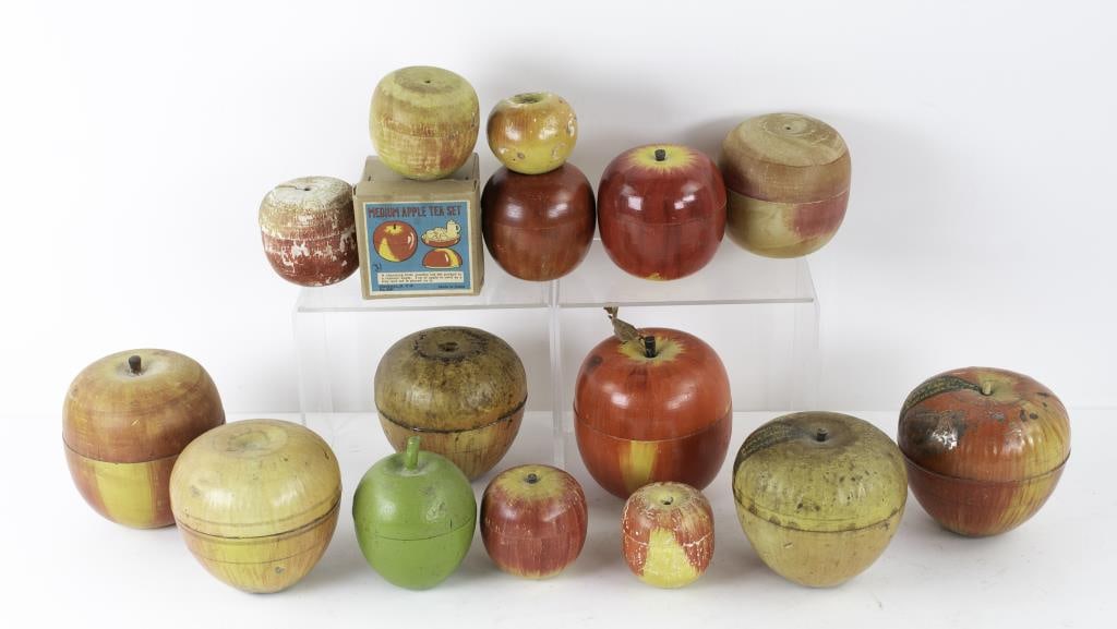 Tin & Wood Apples--Candy Containers,Games,Toys (1 of 16)