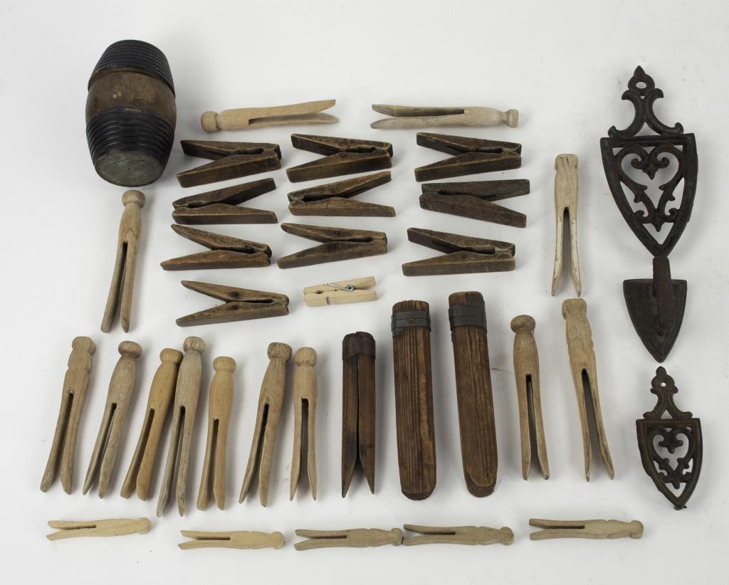 Early Wood Clothespins, Miniature Iron & Trivets (1 of 9)