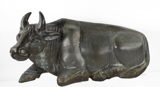 Large Patinated Brass Water Buffalo