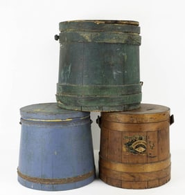 Three 19th C. Country Buckets / Firkins
