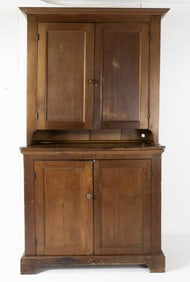 19th C. American Pine Stepback Cupboard