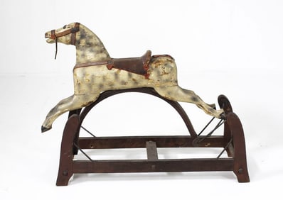 Carved & Painted Folk Art Platform Rocking Horse