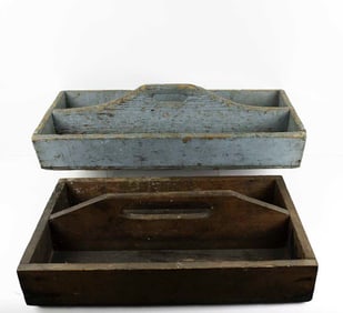 Two Antique Wood Tool Caddies