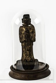 Chinese Carved & Gilded Wood Standing Buddha