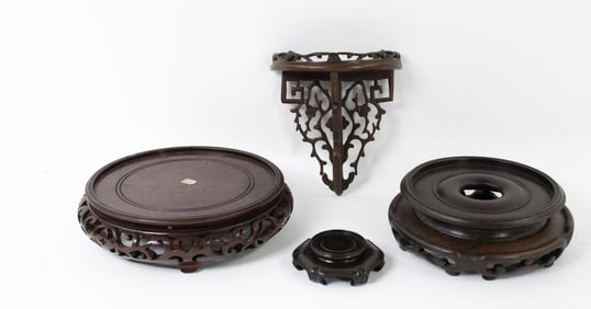 Chinese Carved Wood Stands & Wall Bracket