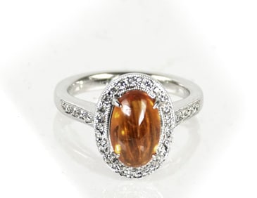 14kt, Mandarin Garnet & Diamond Ring