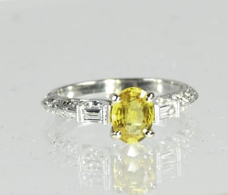 18kt, Yellow Sapphire & Diamond Ring