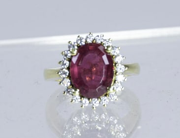 18kt, Rubelite Tourmaline & Diamond Ring