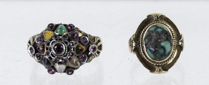 10kt Cluster and 10kt Turquoise Rings