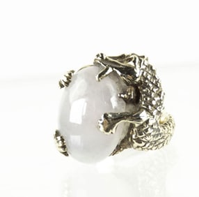 10K Gold & Moonstone Dragon Ring
