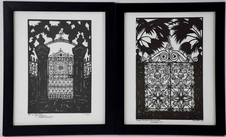 Pair Carew Rice Silhouette Prints