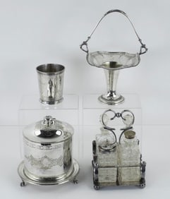 Silverplate Biscuit Box & Other