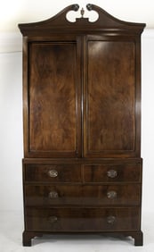 19th C. George III Style Mahogany Linen Press