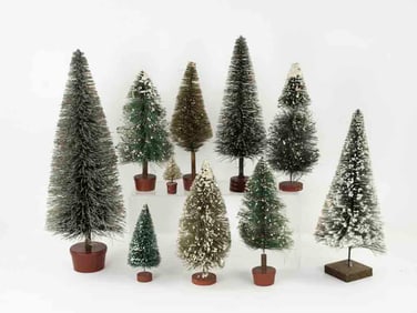 Lot of 10 Vintage Bottle Brush Christmas Trees