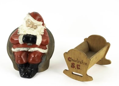 South Carolina Adv. Santa Bank & Miniature Cradle