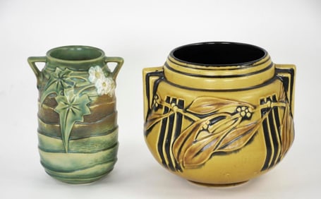 1934 Roseville Laurel and Luffa Vases