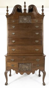 Early 20th C. Carved Mahogany Highboy
