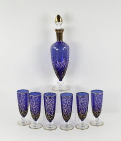 7-Piece Cobalt Blue Glass Decanter Set