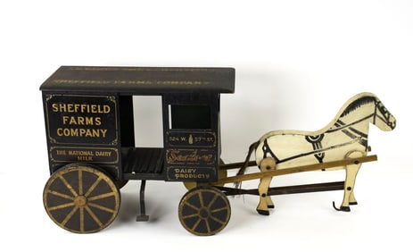 Wooden Sheffield Farms Co. Toy Wagon