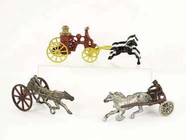 Three Kenton Cast Iron Horse Drawn Toys