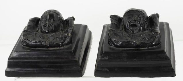 Pr. Bronze Smiling & Crying Baby Paperweights