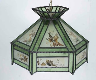 Hexagonal Stained Glass Hanging Lamp