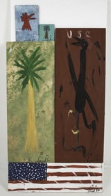 Five Ernest Lee SC Folk Art Paintings