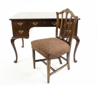 Queen Anne Style Writing Table, Side Char