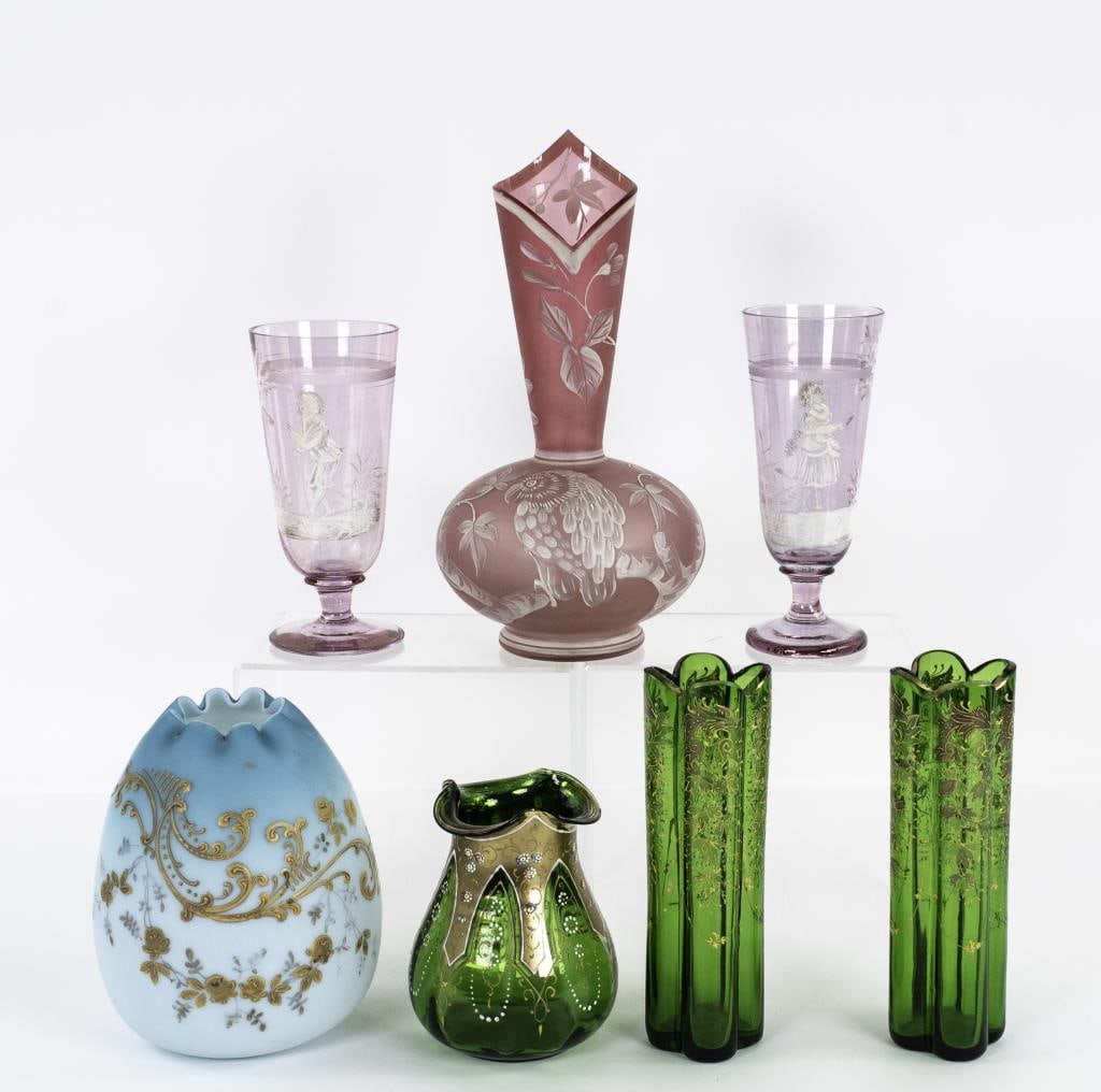 Lot of Enameled Art Glass (1 of 9)