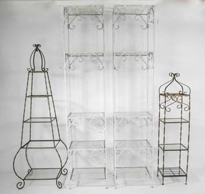Four Painted Iron & Glass Etageres