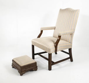 Southwood Chippendale Style Armchair w/ Footstool