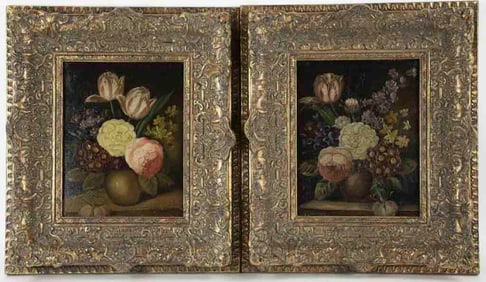 Pair Old Master Style Still Life Paintings