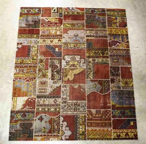 Turkish Kilim Wool Patchwork Rug, 9' x 11'6"