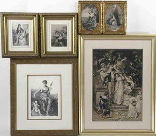 Six Engravings in Gilt Frames