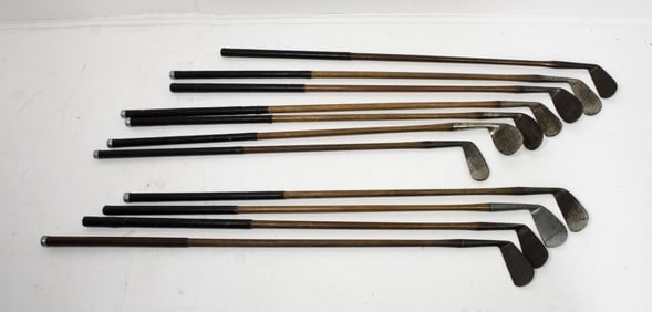 11 Vintage Golf Clubs w/ Wood Shafts