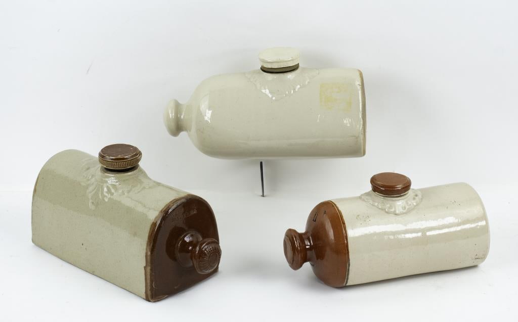3 Early Stoneware Hot Water Bottle Jugs (1 of 4)
