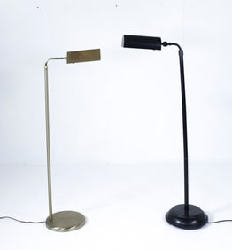 Two Contemporary Metal Floor Lamps, Lampshades