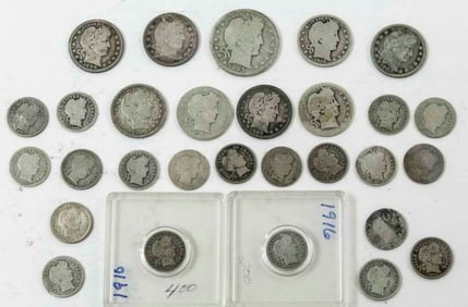 Lot of 29 U.S. Barber Silver Coins