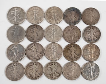 20 Walking Liberty Half Dollars
