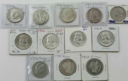 Group of 12 U.S. Half Dollars