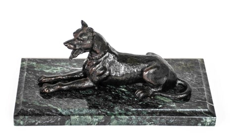 Bronze Great Dane on Marble Base