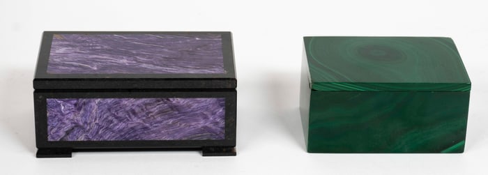 Malachite & Purple Hardstone Table Boxes