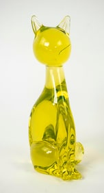 Licio Zanetti Murano Uranium Art Glass Cat