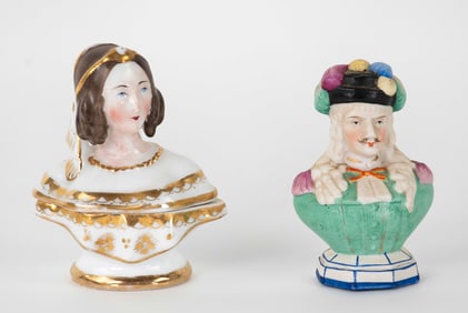 French Porcelain Figural Box & Bisque Bust
